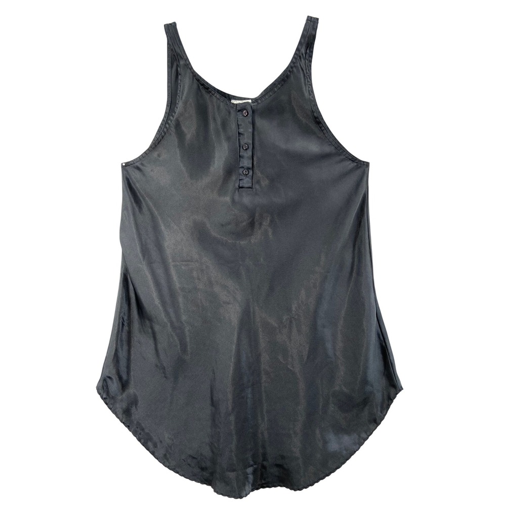 Cinema Etoile Black Tank Top Sleeveless Button Up Polyester Casual Blouse Medium